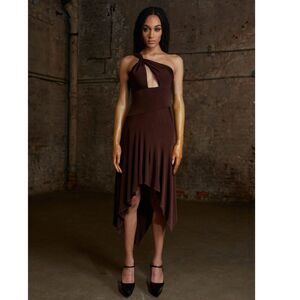 NWT RtA Asymmetric One-Shoulder Brown Midi Dress Size 2
